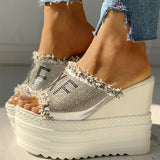 Doratasia newest drop ship crystals wedges High Heels leisure Summer Sandal Woman Shoes Women platform Mules Slippers