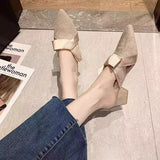 Amozae-Wertzk New Arrival bowknot Women Slippers pointed Toe High heels Slippers Ladies Fashion women Shoes zapatos mujer