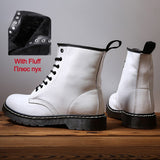 Amozae--Back To School Women Boots Leather Shoes High Top Fashion Winter Warm Snow Shoes Motorcycle Men Boots Couple Unisex Booties Bottes Pour Femmes