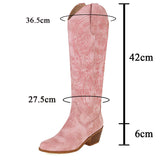 Amozae- 2024 New Fashion Autumn Winter Knee High Boots Big Size 45 Popular Comfy Walking Female Western Boots Short Plush Elegant Dress