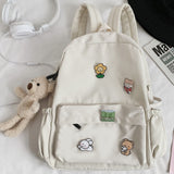 Back to college Women Nylon Cute Backpack Bear Female Student College School Bag Badge Girl Doll Backpack Kawaii Book Ladies Fashion Bags Trendy