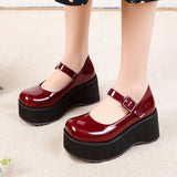 Amozae Brand New Female 2022 Spring Platform Pumps Wedges High Heels Buckle Pumps Women Lolita Gothic Concise Shoes Woman