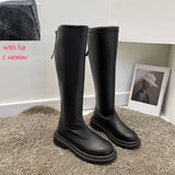 Women's Long Boots Soft PU Leather Autumn Shoes Thick Soled Platform Fashion Ladies Knee High Boots 2021 Solid Color Female Boot