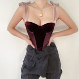 Odessa Black Velvet Bandage Bustier Crop Tops   Y2K Off Shoulder Sleeveless Clubwear Women Tube Top Corsets Summer Femme