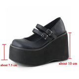 Amozae  Leather Women High Heels Platform Mary Janes Shoes Ladies Sandals Ankle Buckle Punk Thick Bottom Casual Female Wedge Footwear