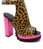 2024 Spring High Heels Women's Boots Nightclub Sandals Leopard Thick Heels Comfortable Platform Open Toe Sandals Wedding Shoes