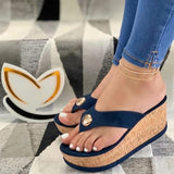 Amozae   Summer Women's Platform Sandals Casual Candy Color Hemp Women Girls Wedges Shoes Casual Slip On Girls Plus Size Flip Flop