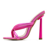 2022Women Slides 11.5cm High Heels Mules Summer Female Square Flip Flops Sandals Lady Neon Green Peach Heels Slippers Shoes