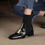 Back to College 2023 New Winter Knitting Women Shoes Fashion Luxury Mid Heels Warm Snow Boots Chelsea Goth Ankle Chunky Sock Boots Mujer Zapatos