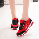 Amozae  Wedge Shoes Woman New Mesh Women Shoes Luxury Designers Lace-Up Red Black Women Sneakers Casual Chaussures Femme Basket Femme