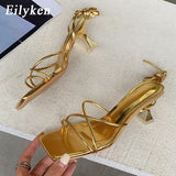 Amozae- Fashion Gold silver Women Sandals Thin Low Heel Lace Up Rome Sandal Summer Gladiator Casual Sandal Narrow Band Shoes