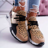 Amozae  2022 New Women Casual Shoes Breathable Ladies Sneakers Leopard Print Faux Fur Sneakers Lace-Up Platform Sports Shoes Women