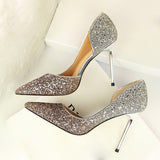 2023 Woman 9cm Glitter High Heels Sequins Scarpins Pumps Female Silver Gold Escarpins Lady Wedding Bridal Scarpins Talons Shoes