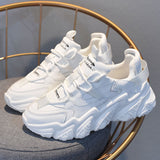 Amozae- 2024 White Women Shoes New Chunky Sneakers For Women Lace-Up White Vulcanize Shoes Casual Fashion Dad Shoes Platform Sneakers