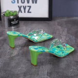 Latest Green Color Shoes for Women Sandals   Fashion Women Clear Rhinestone Heels High Heels   Ladies Ladies Dress Shoes
