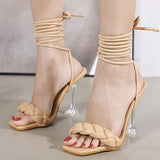 Women   Sandals High Heels Snakeskin Ladies Fashion Shoes Summer Pumps Buckle Strap PU Square Toe Woman Stiletto Plus Size