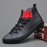 Amozae 2023 Autumn New Men's Fashion Boots Korean Black High Top Shoes Men Wear-Resisting Loafers Designer Leisure Vulcanized shoes