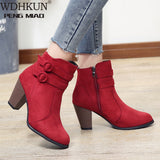 Red Boots Women 2020 Ankle Boots for Women High Heel Autumn Shoes Women Fashion Zipper Boots Size 43 Botas Mujer