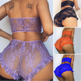 Amozae Hirigin   Women Lace Tulle Lingerie Set Ruffle Sleepwear Babydoll Ladies   Bandeau Underwear Nightwear Exotic Sets Hot