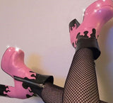 Amozae 2022 New Arrival Ladies Platform High Heel Ankle Boots Goth Cool Black Print Zipper Winter Autumn Popular Women Shoes Fashion