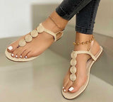 Amozae- Summer Gladiator Women Flat Sandals Open Toe Casual Beach Ladies Shoes Bohemian Buckle Strap Roman Sandals Flip Flops