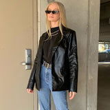 Amozae PU women leather jacket autumn coat streetwear black women Jacket y2k esthetic gothic vintage 90s outfits