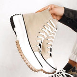 Amozae-Back to College 2024 Women Canvas Shoes Comfort Platform High Top Female Casual Sneakers Fashion Zebra Pattern Lace Up Lady Sports Shoes