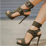 Amozae Big Size 34-43 Brand New Ladies   Thin High Heels Gladiator Sandals Platform Summer Sandals Women Party Shoes Woman