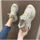 Women's Vulcanized Shoes Lace Up Ladies Platform Casual Comfort Shoes Women Chunky Sneakers Spring Female Footwear New Fashion