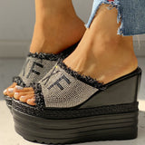 Doratasia newest drop ship crystals wedges High Heels leisure Summer Sandal Woman Shoes Women platform Mules Slippers