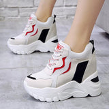 Amozae  2023 White Trendy Shoes Women High Top Sneakers Women Platform Ankle Boots Basket Femme Chaussures Femmes Height Increase Shoes