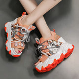 Amozae Brand New Lady Platform Chunky Sandals Lace Up Buckle Punk  Cool Women's Sandals Open Toe Casual Summer Sports Shoes