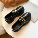 Back to college 2022 Spring And Autumn New Women's Flat Shoes Ladies Leather Platform Shoes Casual Buckle Shoes Ladies Fashion All-Match Shoes