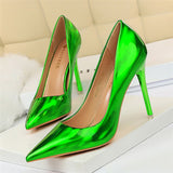 Amozae 2022 Women 10.5cm High Heels Blue Green Valentine Pumps Luxury Glossy Stripper Stiletto Wedding Bridal Fetish Shoes Plus Size 43