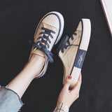 Amozae  Low-cut Canvas Shoes for Women 2022 Autumn New Fashion Vulcanized Shoes female Flats Casual Sneakers Lace-Up Little White Shoes