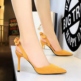 Women Summer 9cm High Heels Yellow Blue Stiletto Sandals Lady Fetish Luxury Heels Pumps Valentine Slingback Sandles Shoes