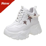 Christmas Gift Summer Hot Sale Chunky Heel Internal Increase Sneaker Flats For Women Lace Up Comfortable Shoes Woman Fashion Popular Brand New