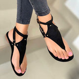 Amozae- Summer Gladiator Women Flat Sandals Open Toe Casual Beach Ladies Shoes Bohemian Buckle Strap Roman Sandals Flip Flops