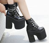 Amozae  Height 17Cm Nightclub Stage Ankle Booties Women Extreme Thick Platform Heel Gothic Punk Shoes Girls   Chain Party Boot