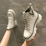 Amozae Autumn Boots New Style Women Casual Shoes Platform Sneakers PU Leather Shoes Woman High Top White Shoes Tenis Feminino