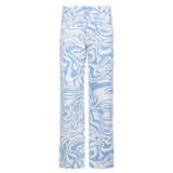 Amozae- Zebra Print Casual High Waist Pants Women Fashion Skinny Long Trousers Ladies Blue Straight Sweatpants Streetwear