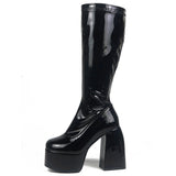 Amozae-   New Fashion Women Knee High Boots   Party Elegant Chunky Platform High Heel Great Quality Big Size 43 Walking Comfy