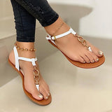 Back to College SHY 2023 Women Fashion Flip Flops Summer Sandals Solid Buckle Flats Women Shoes Beach Roma Casual Ladies Plus Size