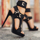 Amozae Big Size 34-43 Brand New Ladies   Thin High Heels Gladiator Sandals Platform Summer Sandals Women Party Shoes Woman