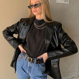 Amozae PU women leather jacket autumn coat streetwear black women Jacket y2k esthetic gothic vintage 90s outfits