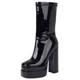 Christmas Gift Female Motorcycle Boots For Women Platform Chunky Heel Fashion   High Quality Boot Platform Chunky Heel Black women's Shoes