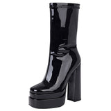 Amozae-  Christmas Gift Female Motorcycle Boots For Women Platform Chunky Heel Fashion   High Quality Boot Platform Chunky Heel Black women's Shoes 06-23