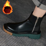 Women Ankle Boots Zipper Round Toe Female Shoes Low Heels Thick Bottom Non Slip Ladies Platform Boots Fashion Casual Shoes 2021