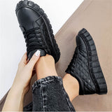 Amozae-  Autumn Black Sneakers Women 2024 New Fashion Lace Up Ladies Comfy Flat Casual Shoes 43 Big Size Female Outdoor Sport Shoes