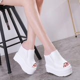 Amozae 2022 summer new 14cm ultra high heel wedges sandals and slipper temperament elegant slippers fashion wild womens shoes